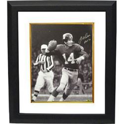 Y.A. Tittle Signed New York Giants B&W Passing Vertical 16X20 Photo HOF 71 Custom Framed