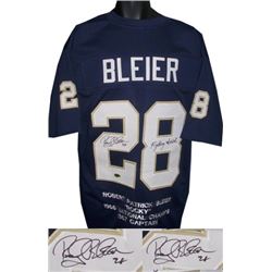 Rocky Bleier Signed Notre Dame Fighting Irish Navy Custom Jersey Fighting Irish W/ Embroidered Stats