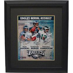 Philadelphia Eagles Aerial Assault Signed 16X20 Photo Custom Framed W/ 3 Signatures W/ 3 Inscription