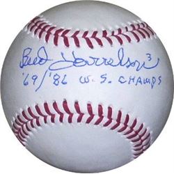 Bud Harrelson Signed Official Major League Baseball '69/'86 W.S. Champs (New York Mets)