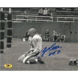 YA Tittle Signed New York Giants Blood Sepia Horizontal 8X10 Photo HOF 71