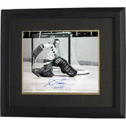 Ed Giacomin Signed New York Rangers 16X20 B&W Photo Custom Framed HOF 87