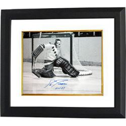 Ed Giacomin Signed New York Rangers 16X20 B&W Photo Custom Framed HOF 87