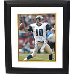 Marc Bulger Signed St. Louis Rams 16X20 Photo Custom Framed (White Jersey Pass)- Bulger Hologram