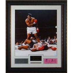 Muhammad Ali Unsigned Over Sonny Liston - Engraved Signature Collection W/ Ticket