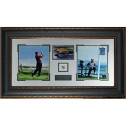 Tiger Woods Unsigned 2000 US Open 2 Photo Leather Framed W/ Jack Nicklaus