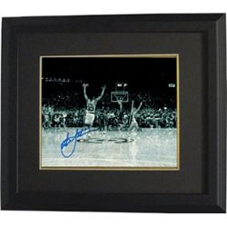 Christian Laettner Signed Duke Blue Devils Horizontal B&W Celebration 8X10 Photo Custom Framed 1992 