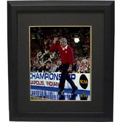 Bobby Knight Signed Indiana Hoosiers 8X10 Color Photo Custom Framed Red Sweater Yell (Silver Signatu