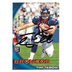 Tim Tebow Signed Denver Broncos 2010 Topps Rookie Trading Card #15