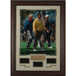 Arnold Palmer Unsigned Engraved Collection 30X32 Leather Framed Masters Champions-Walking W/Nicklaus