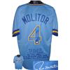 Image 1 : Paul Molitor Signed Milwaukee Brewers TB Blue Prostyle Jersey W/ Embroidered Stats- JSA Hologram