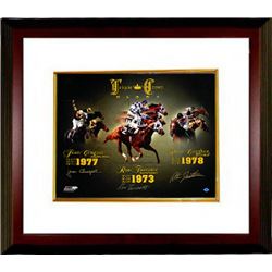 Steve Cauthen Signed Triple Crown Glory Horse Racing 16X20 Photo Custom Framed- 3 Sigs