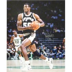 David Robinson Signed San Antonio Spurs 16X20 Photo Black Jersey