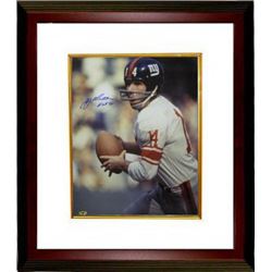 Y.A. Tittle Signed New York Giants Color Passing Vertical 8X10 Photo HOF 71 Custom Framed