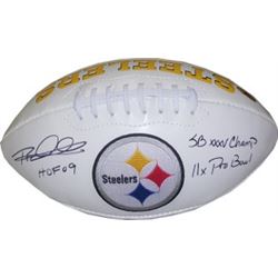 Rod Woodson Signed Pittsburgh Steelers Logo Football 3 Stats- HOF 09, 11 X Pro Bowl & SBXXXV Champ