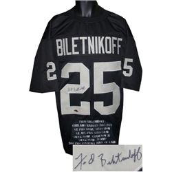 Fred Biletnikoff Signed Oakland Raiders Black Prostyle Jersey W/ Embroidered Stats