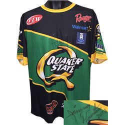 Jimmy Houston Signed Quaker State Black/Green ESM Group Shirt 2016 2XL (Angler/Fishing)