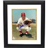 Image 1 : Johnny Bench Signed Cincinnati Reds 8X10 Photo Custom Framed (Catch Pose)