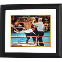 Mike Tyson Signed Boxing 16X20 Photo Custom Framed Biting Ear Vs Evander Holyfield (Heavyweight Cham