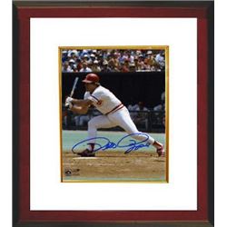 Pete Rose Signed Cincinnati Reds 8X10 Photo (Classic Swing) Custom Framed- Mounted Hologram