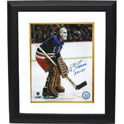 Eddie Giacomin Signed New York Rangers 16X20 Color Photo Custom Framed HOF 87