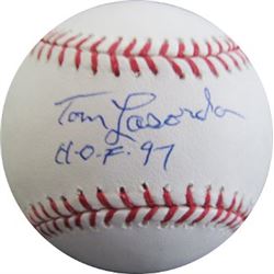 Tom Lasorda Signed Official Major League Baseball HOF 97