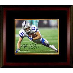 Cole Beasley Signed Dallas Cowboys 8X10 Color Photo #11 Custom Framed (Black Sig-White Jersey-Diving