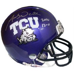 Andy Dalton Signed TCU Horned Frogs Replica Mini Helmet 2010 13-0 - Dalton Hologram