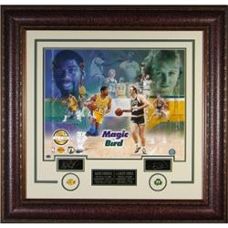 Larry Bird Unsigned Boston Celtics Engraved Signature Series 33X32 W/Johnson