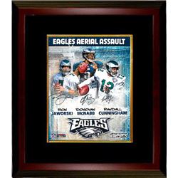 Randall Cunningham Signed Philadelphia Eagles Aerial Assault 16X20 Photo Custom Framed W/ 3 Signatur