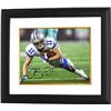Cole Beasley Signed Dallas Cowboys 8X10 Color Photo #11 Custom Framed (Black Sig-White Jersey-Diving