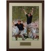 Image 1 : Phil Mickelson Unsigned 2004 Masters Jump 2 Pose 16X20 Custom Leather Framed