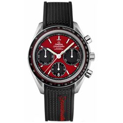 Omega  Speedmaster Racing Chronometer Red Dial Rubber Strap  Men Watch