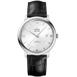 Omega  De Ville Prestige Co-Axial 39.5Mm Silver Dial Leather  Men Watch