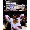 Image 1 : Colin Fraser Signed Blackhawks Holding 2010 Stanley Cup Trophy 8X10 Photo