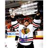 Image 1 : Cristobal Huet Signed Blackhawks Holding 2010 Stanley Cup Trophy 8X10 Photo