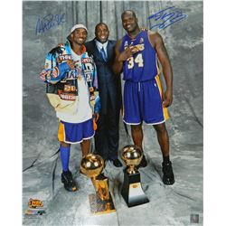Shaquille O'neal & Magic Johnson Dual Signed Los Angeles Lakers 16X20 Photo W/Kobe Bryant