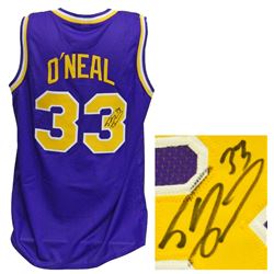 Shaquille O'neal Signed Purple Throwback Custom College Basketball Jersey
