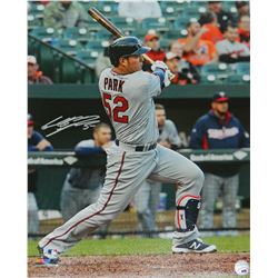 Byung Ho Park Signed Minnesota Twins 1St MLB Base Hit Action 16X20 Photo