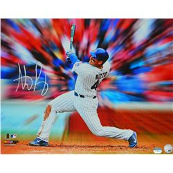 Anthony Rizzo Signed Chicago Cubs Swinging Action Motion Blast 16X20 Photo