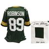 Image 1 : Dave Robinson Signed Green Throwback Custom Football Jersey W/HOF 2013