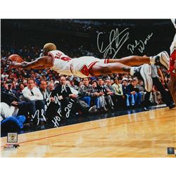 Dennis Rodman Signed Chicago Bulls Diving For Basketball 16X20 Photo W/Worm, 3 Peat 96-98, HOF 11