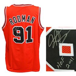 Dennis Rodman Signed Red Custom Basketball Jersey W/HOF 2011