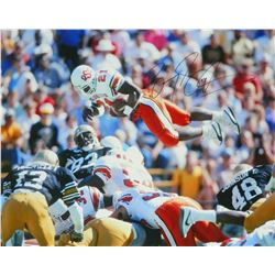 Barry Sanders Signed Oklahoma State Over The Top Touchdown Dive 16X20 Photo