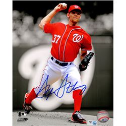 Stephen Strasburg Signed Washington Nationals Pitching Action Spotlight 8X10 Photo