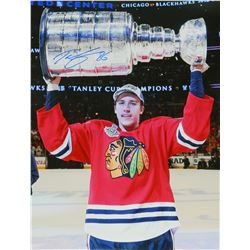 Teuvo Teravainen Signed Chicago Blackhawks 2015 Stanley Cup Trophy 16X20 Photo