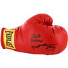 Image 1 : Roberto Duran/Sugar Ray Leonard Dual Signed Red Boxing Glove (Yellow Everlast Patch)