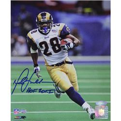 Marshall Faulk Rams Rushing Head On Vertical 8X10 Photo W/ HOF 20XI Insc.