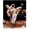 Image 1 : Bob Feller High Leg Kick Signed Sepia Engraved Date And Age  8X10 Photo W/"HOF 62"Insc. ( JSA )