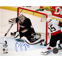 J.S. Giguere 2007 Finals Save Vs Heatley Signed 8X10 (FP)
